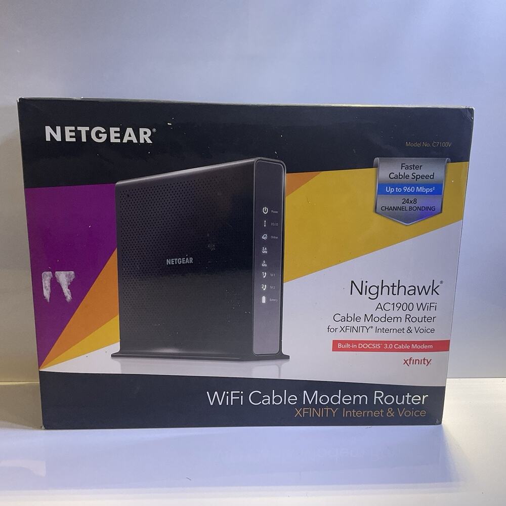 NETGEAR Nighthawk C7100V AC1900 WiFi Cable Modem Router Xfinity New Open Box